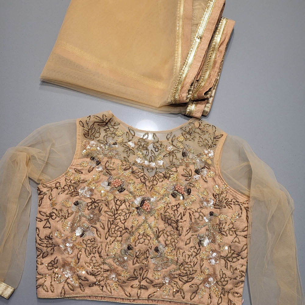 Ethnic Indian Wear Gold and Cream A-Line Skirt